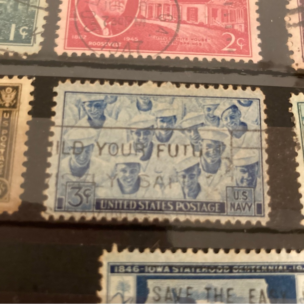 1940s Vintage Stamp Collection Page Ephemera US Stamps WWII Collectibles - Picture 10 of 15